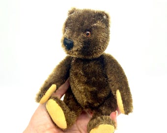 Steiff Teddy Bear – Vintage Brown Mohair, Jointed, 1950s, 20 cm