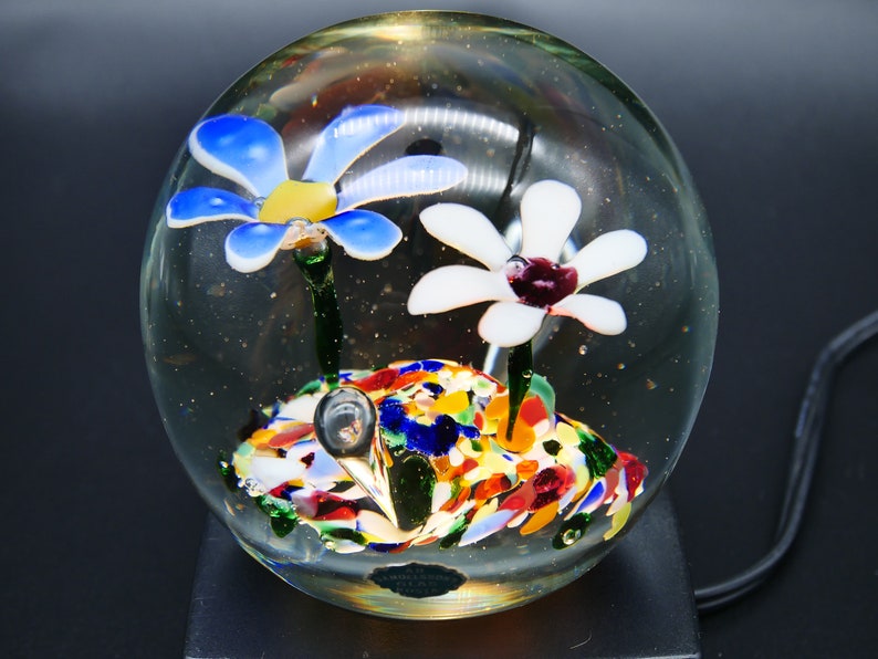 Kosta Boda Art Glass Floral Paperweight Sculpture Handblown Vintage