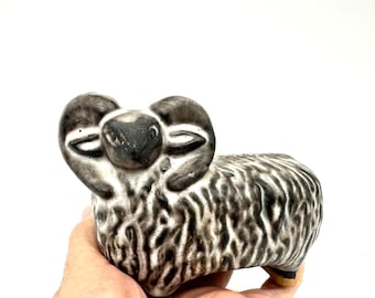 Vintage Scandinavian Pottery Sheep figurine, 1970s ceramic Ram