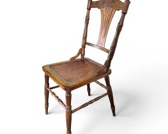 Silla auxiliar de madera, asiento de estilo victoriano rústico, estilo folclórico