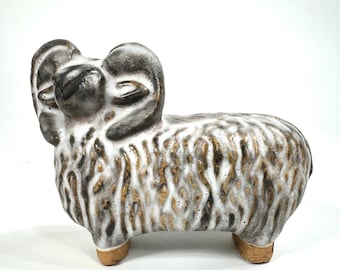 Vintage Pottery Sheep figurine, Szilasi Ceramic Gotland 1970s