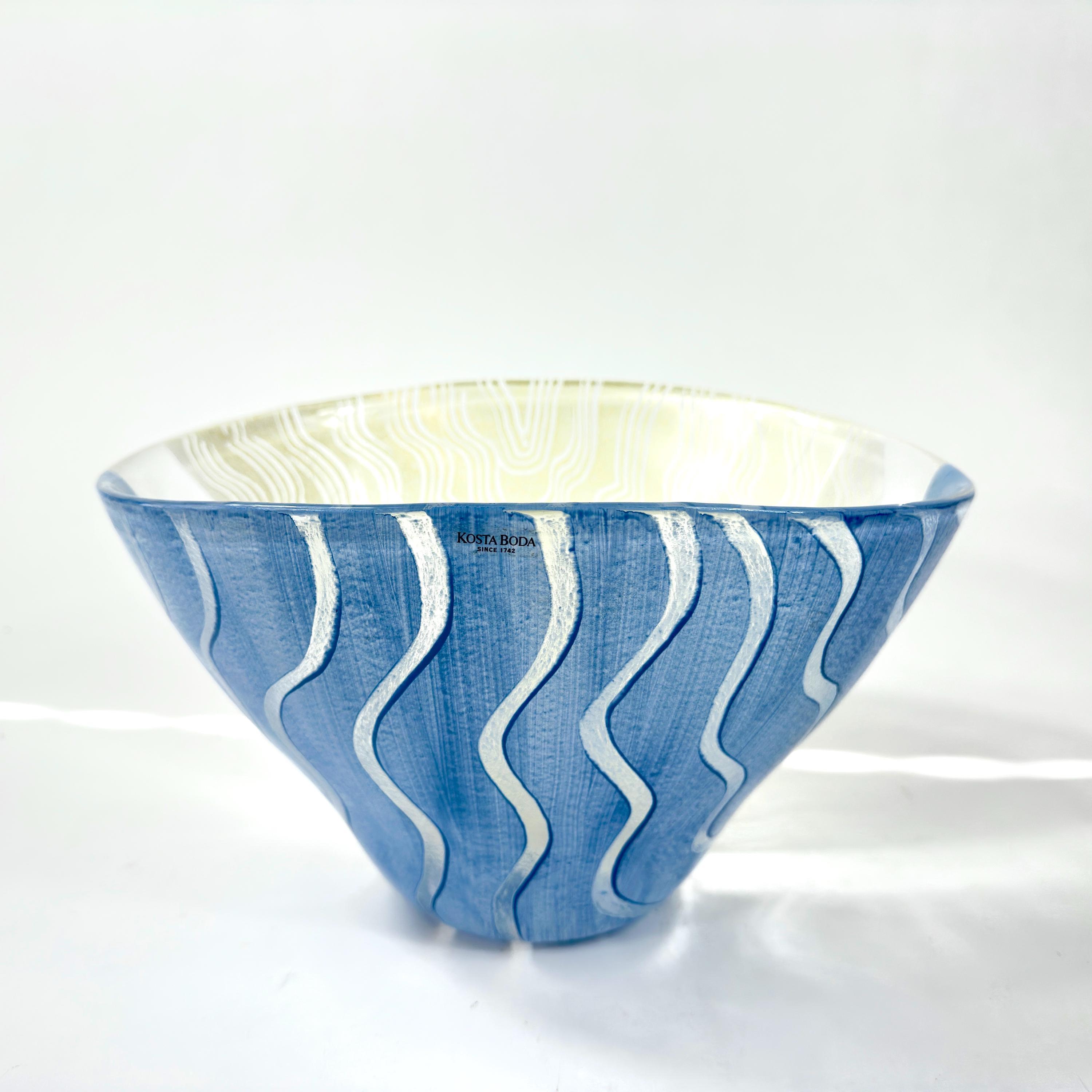 Kosta Boda Taiga Art Glass Bowl: Scandinavian Centerpiece by Monica Backström, 1980s