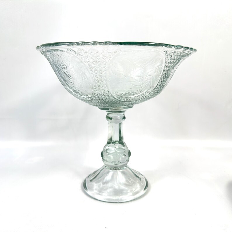 Compostiera in vetro pressato, centrotavola per frutta con piedistallo, trasparente (23 cm) immagine 4