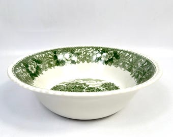Adams “English Scenic” Bowl – Green Transferware Ironstone, c.1970s, 22 cm
