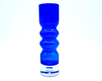 Mid-century blue art glass vase – bo borgström for aseda, 1960s swedish modern design