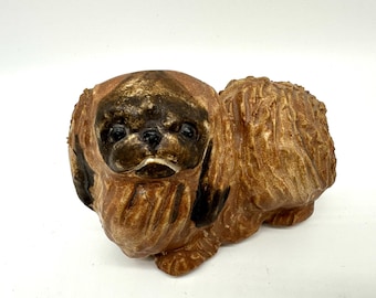 Vintage JIE Gantofta Pekingese Dog Figurine: Swedish Stoneware Art Pottery