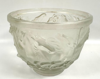 1930s Barolac ‘Horses of Poseidon’ Vintage Glass Bowl – Josef Inwald Art Deco