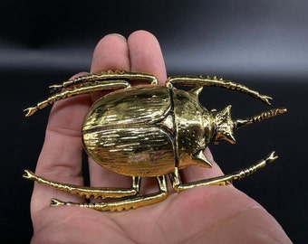 Vintage brass Beetle figurine ornament - Large brass insect for home decor