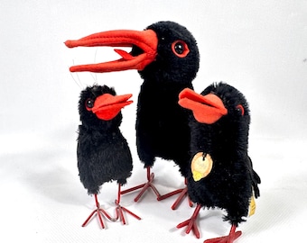 Vintage Steiff Hucky Birds – Mohair Songbird Figurines, 1950s German Collectibles (Sold Separately)