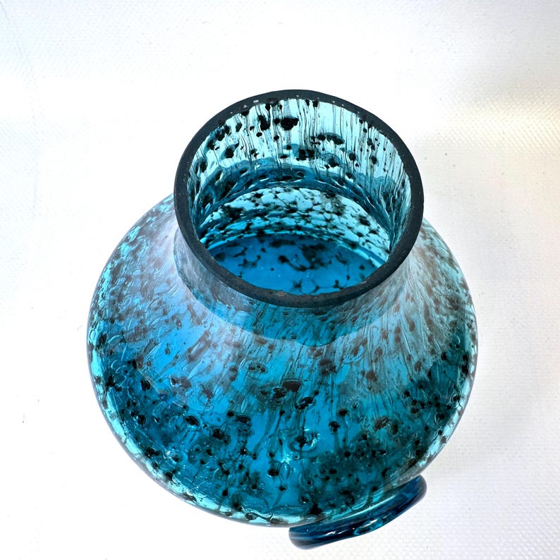 Schott Zwiesel Glass Vase, Blue Art Glass Bowl Form, Heinrich Löffelhardt 1960s imagem 8