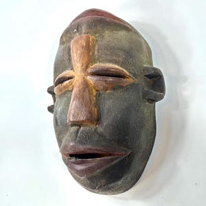 Vintage Tribal-Maske aus Afrika - Handgeschnitzte Holzmaske mit Dual-Gesichtern