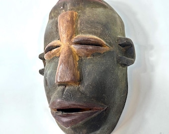 African Wood Tribal Mask – Vintage Hand-Carved Mask with Dual faces