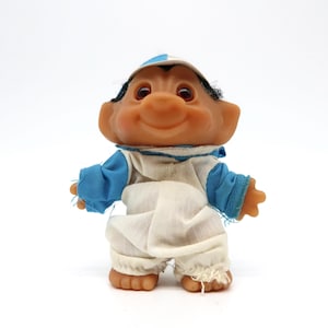 Vintage 1985 dam troll doll – danish rubber toy, original outfit image 5