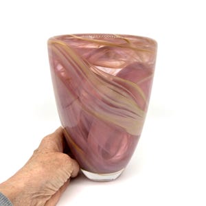 Kosta Boda Atoll Pink Glass Vase: 90s Swedish Art Glass by Anna Ehrner