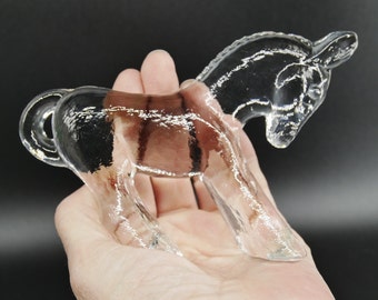 Vintage Kosta Boda Glass Donkey – Bertil Vallien, animal Sculpture Figurine, 1970s