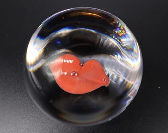 Kosta Boda Art Glass Paperweight: Red Lips Sculpture by Göran Wärff, Signed
