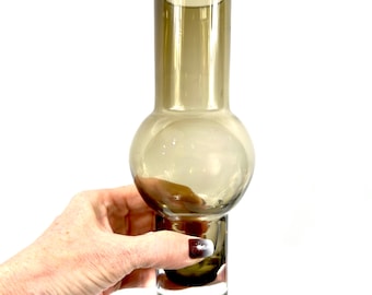 Art Glass Vase, Brown Bubble – Riihimäen Lasi, Finland 1960s