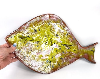 Vintage Studio Pottery Fish Platter – Hand-Formed Sculptural Ceramic Art Dish, 1960s-70s