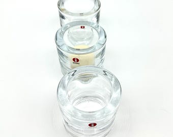 Iittala Kivi Tealight Candle Holders (Set of 3) - Heikki Orvola Scandinavian Glass Art