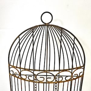 Metal birdcage wall decor – rustic half cage with bird, 41cm image 5