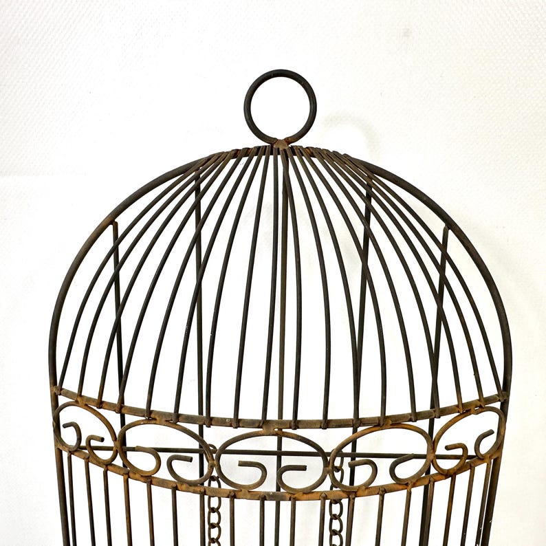 Metal birdcage wall decor – rustic half cage with bird, 41cm image 5
