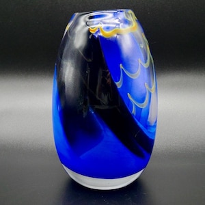Vintage Glass Vase signed Christer Sjögren – &quot;Teli&quot; by Lindshammar, MCM Scandinavian Design