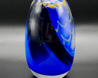 Vintage Glass Vase signed Christer Sjögren – "Teli" by Lindshammar, MCM Scandinavian Design