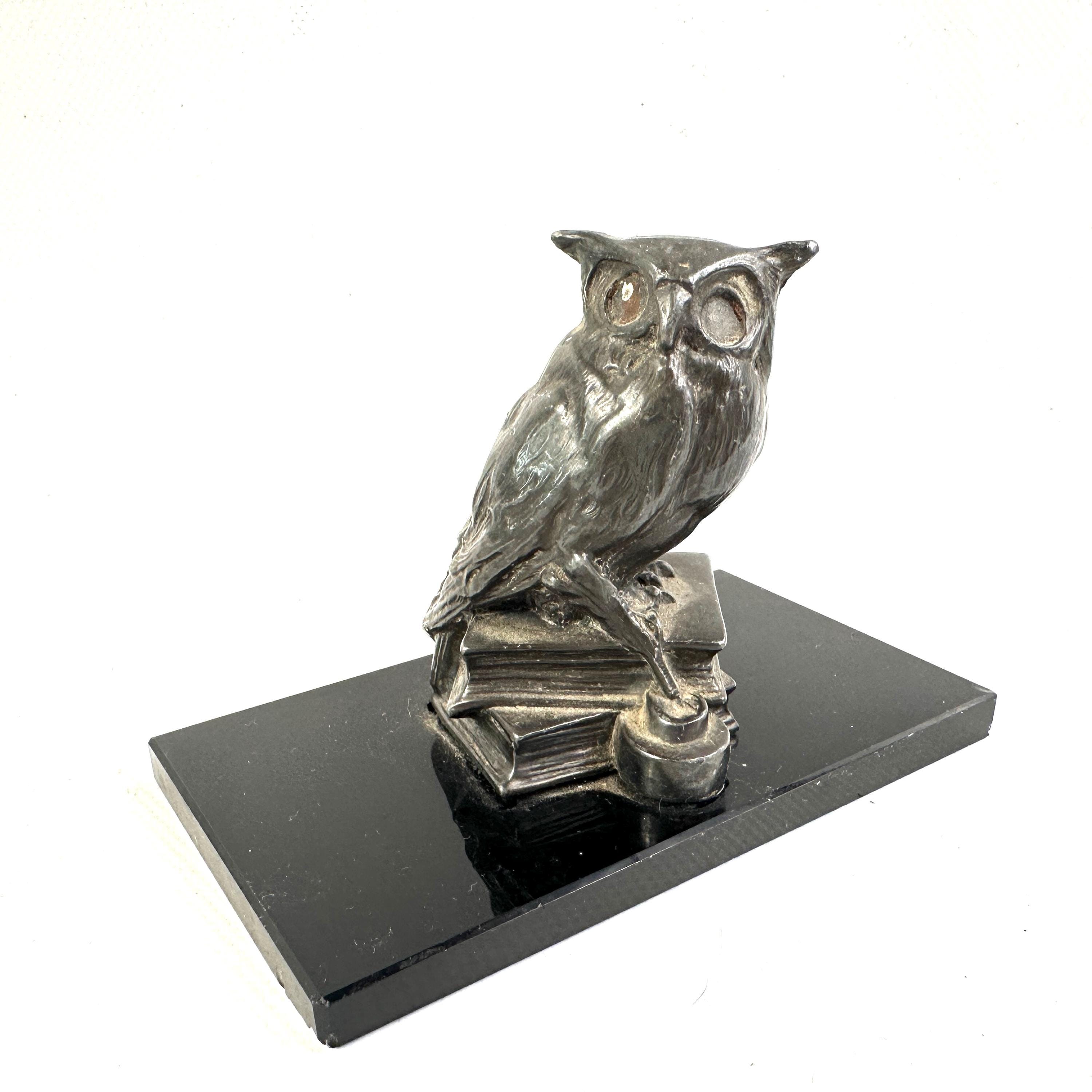 Vintage Owl Letter Press, Metal Owl Paperweight, Library Desk Decor, Scholar Gift