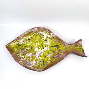 Studio Pottery Fish Platter, Handcrafted Ceramic Serving Dish, Mid Century Folk Art Decor image 4