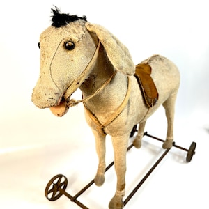 Steiff åsna dragleksak antik tysk åkdjur c1910-1925 bild 7