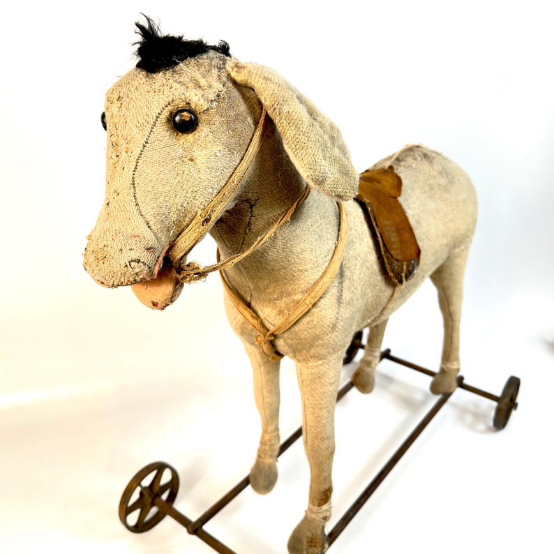 Steiff åsna dragleksak antik tysk åkdjur c1910-1925 bild 7