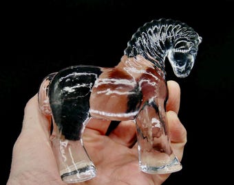 Kosta Boda Glass Horse Sculpture: Bertil Vallien Zoo Collection, 1970s Swedish Art Glass