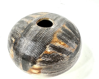 Danish Studio Pottery Vase –  Modernist Ceramic Art with Textured Surface, Signed Birgit Krogh