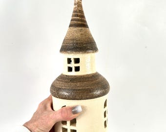 Vintage Ceramic Candleholder Swedish Church – Signed Brita Dals, Rostocks, 1970s
