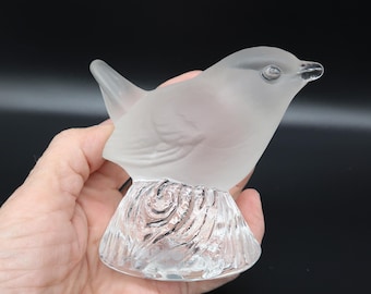 Vintage glass Bird figurine sculpture, bird paperweight, Uno Westerberg Pukeberg Sweden
