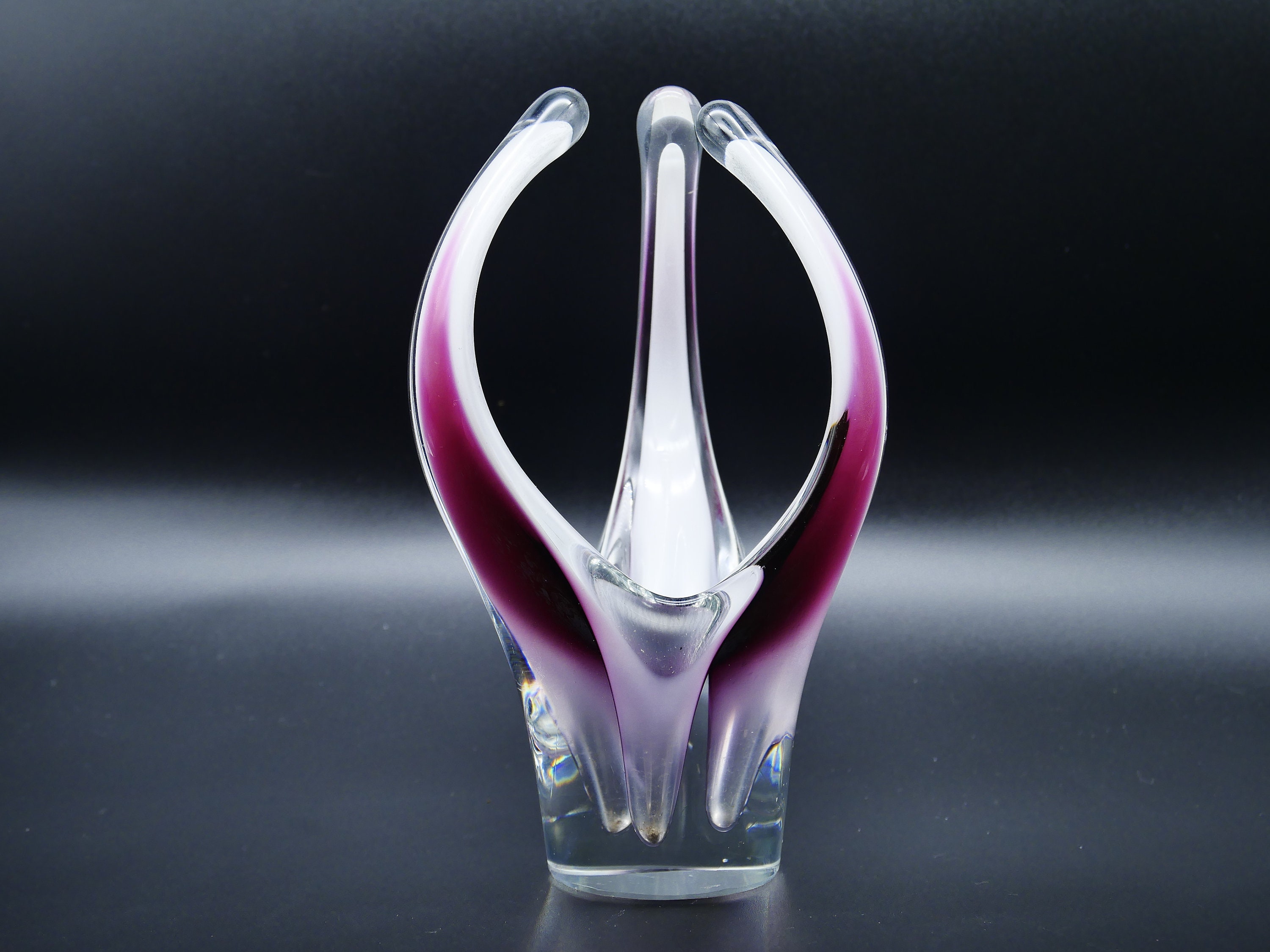工芸品 Swedish Flygsfors art glass Coquille Vintage Coquille Flygsfors Glass Vase by Paul Kedelv