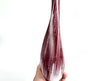 STREHLA Twist Vase, East German Pottery, Purple White Glaze, 1960s