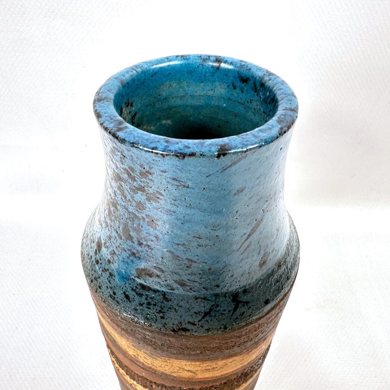 Dänische Studio Keramik Vase, signiert Kirsten 1987, handgefertigtes Steinzeug, skandinavische Keramik Bild 5