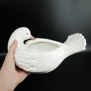 Swan planter, Italian Ceramic Hand Painted Bird Decor image 10