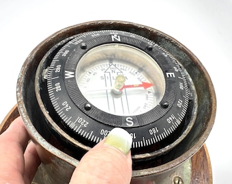 Vintage Silva Marine Compass – Brass Binnacle Gimbal Mounted Ship Compass, Sweden