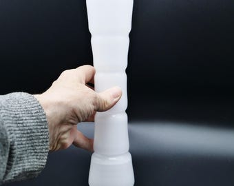 Kosta boda art glass vase: tall white sommerso, swedish design