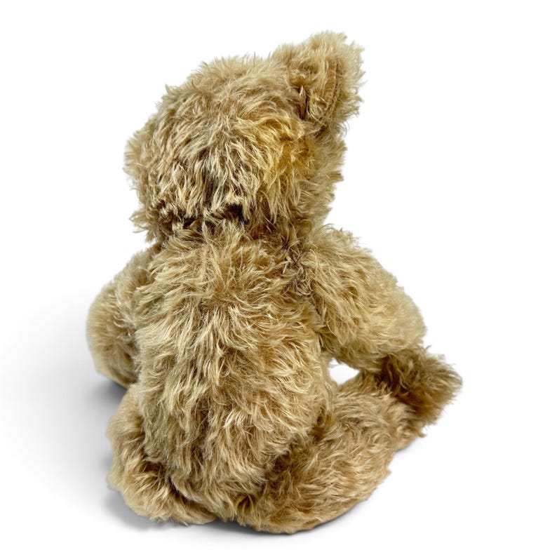 K&ouml;nnte beinhalten: Ein Pl&uuml;schteddyb&auml;r mit zotteligem, hellbraunem Fell. Der B&auml;r ist von hinten zu sehen und zeigt sein strukturiertes, flauschiges Fell, abgerundete Ohren und eine sitzende Haltung. Das Spielzeug wirkt dicht und weich mit sichtbaren Fellfasern.