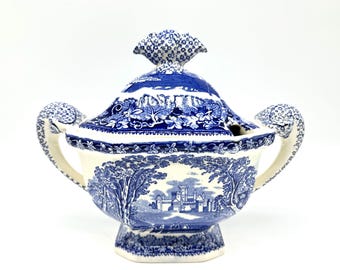 Mason's vista sauce tureen, blue & white ironstone, england