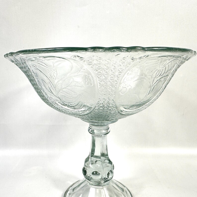 Compostiera in vetro pressato, centrotavola per frutta con piedistallo, trasparente (23 cm) immagine 6