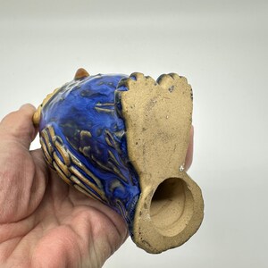Ceramic owl figurine – blue pottery bird, 10 cm image 9