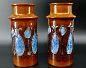 Fat Lava Ceramic Vase - Mid-Century German Pottery Decor 1960s  (Set of Two)