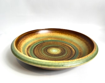 Scandinavian Mid-Century Pottery Bowl by Höganäs Keramik – Brown Green Glaze, 1970s