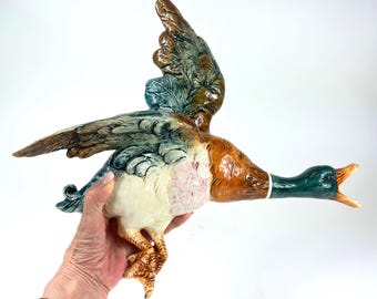 Vintage Beswick Style Flying Duck Wall Plaque – 40 cm, Mid-Century Bird Decor