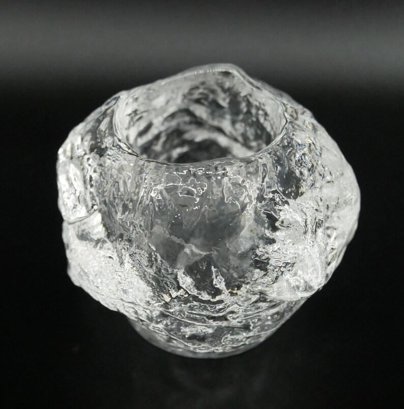 Glass Candleholder, Ann Wärff Kosta Boda Snowball, Swedish Art Glass image 7
