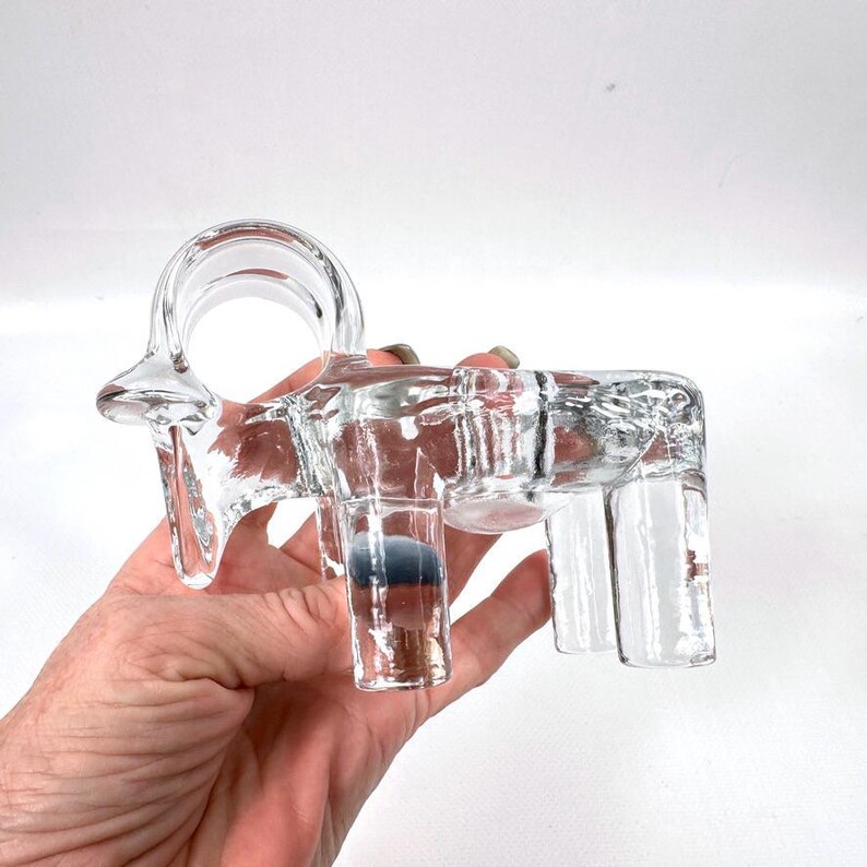 Vintage bertil vallien glass ram candleholder – kosta boda, sweden, scandinavian christmas design image 8